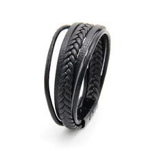 Load image into Gallery viewer, Bracelet Men Multilayer Leather Bangles Magnetic-clasp Cowhide Braided Multi Layer Wrap Trendy Bracelet Armband pulsera hombre