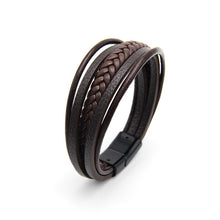 Load image into Gallery viewer, Bracelet Men Multilayer Leather Bangles Magnetic-clasp Cowhide Braided Multi Layer Wrap Trendy Bracelet Armband pulsera hombre