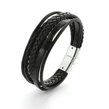 Load image into Gallery viewer, Bracelet Men Multilayer Leather Bangles Magnetic-clasp Cowhide Braided Multi Layer Wrap Trendy Bracelet Armband pulsera hombre