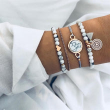 Load image into Gallery viewer, Boho Rose Map Bracelets &amp; Bangles for Women Bohemian Round Beaded Charm Bracelet Set Fashion Multilayer Accessories 2019 Bijoux