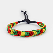 Load image into Gallery viewer, 1pcs Rasta Friendship Bracelet Wristband Cotton Silk Reggae Jamaica Surfer Boho Adjustable Jewellery