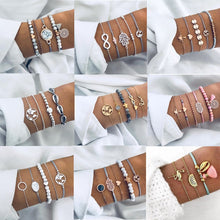 Load image into Gallery viewer, DIEZI 12 Style Bohemian Handmade Heart Tassel Shell Bracelet Sets Women 2019 New Rope Chain Bracelets Jewelry Christmas Gift