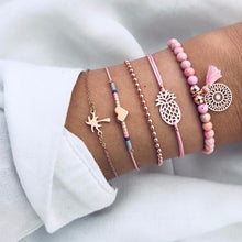 Load image into Gallery viewer, DIEZI 12 Style Bohemian Handmade Heart Tassel Shell Bracelet Sets Women 2019 New Rope Chain Bracelets Jewelry Christmas Gift